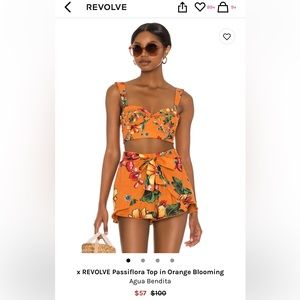 Agua Bendita × REVOLVE Passiflora Top and Roxanne Short in Orange Blooming